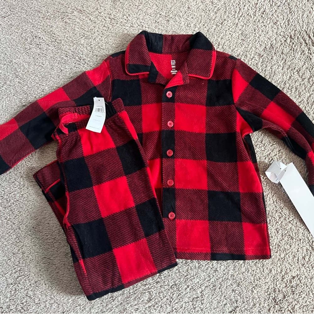 GAP Kids Red and Black Check Pajama Set